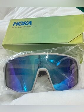 Hoka White Frame Sunglasses with Polarized Lenses brand new in box hard to find